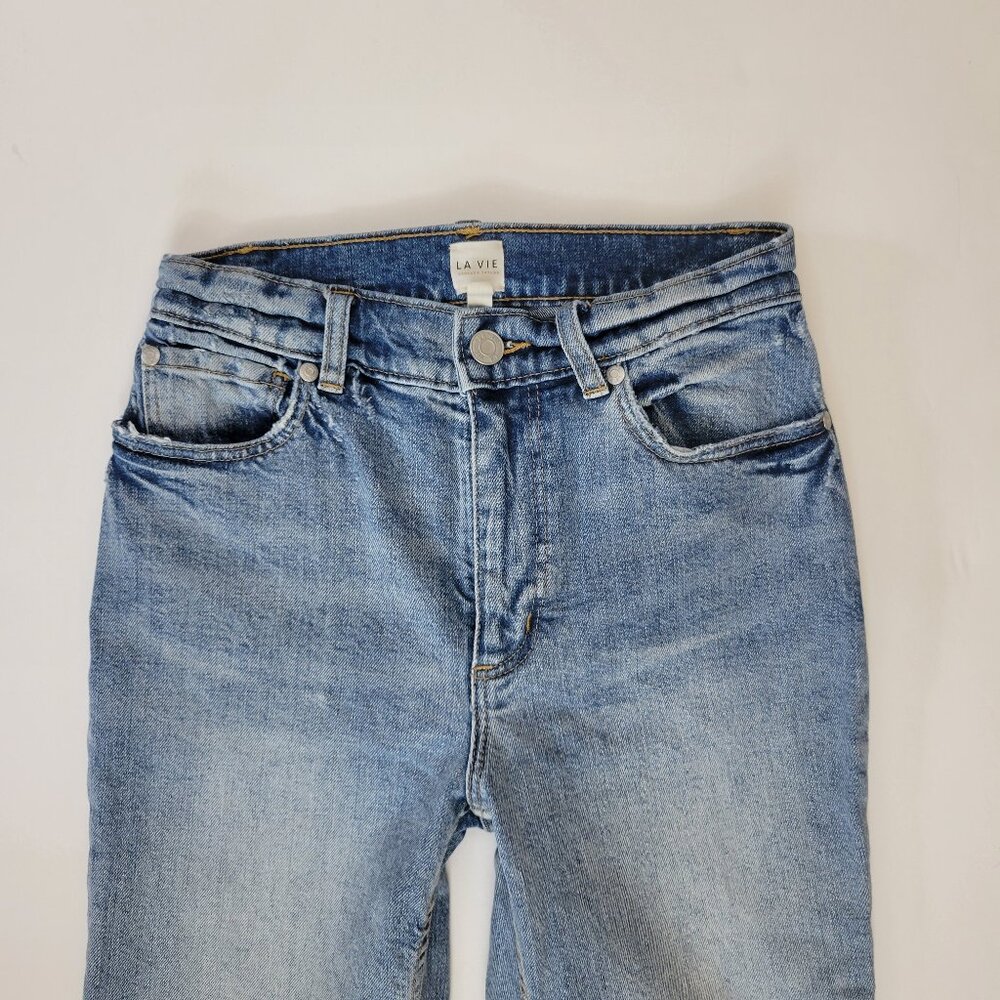 La Vie Rebecca Taylor High Rise Cropped Flare Raw Fray Hem Jean - Picture 3 of 12